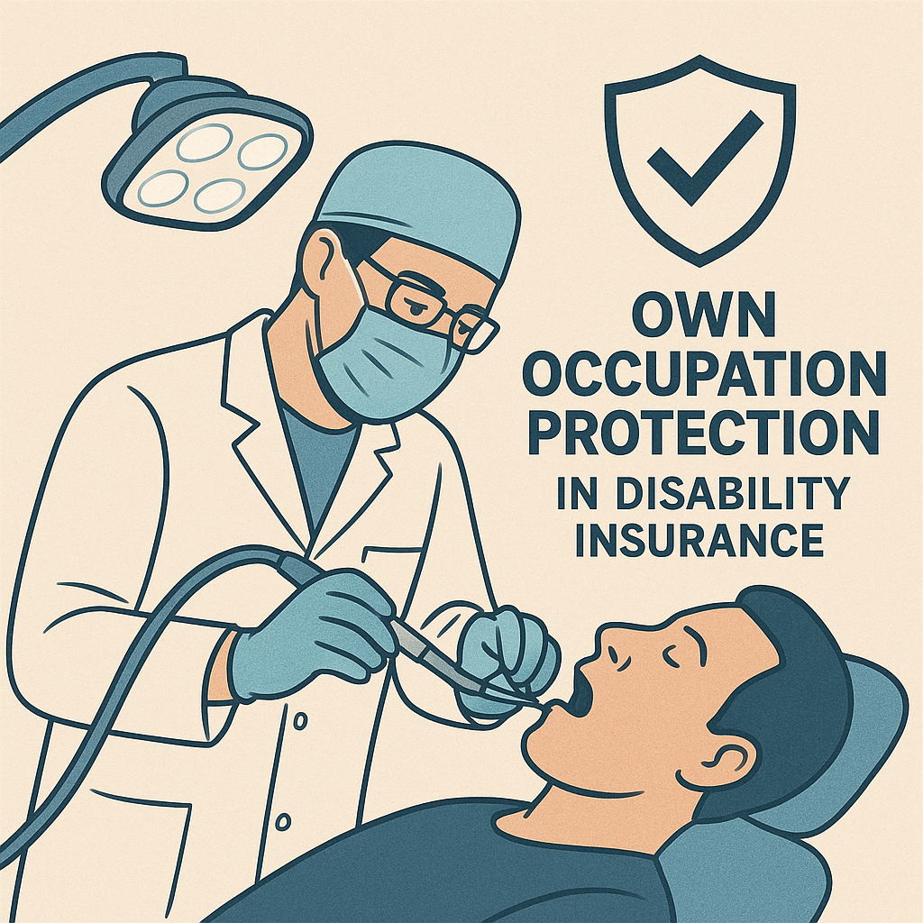 A visual representation of a dentist performing an operation, illustrating the importance of own occupation protection