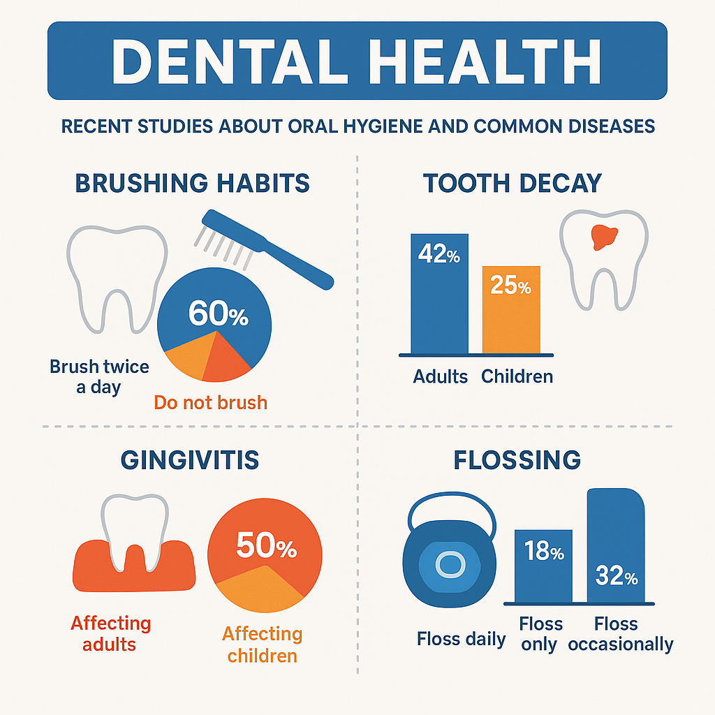 An infographic summarizing key statistics in dental health, highlighting recent studies about oral hygiene and common