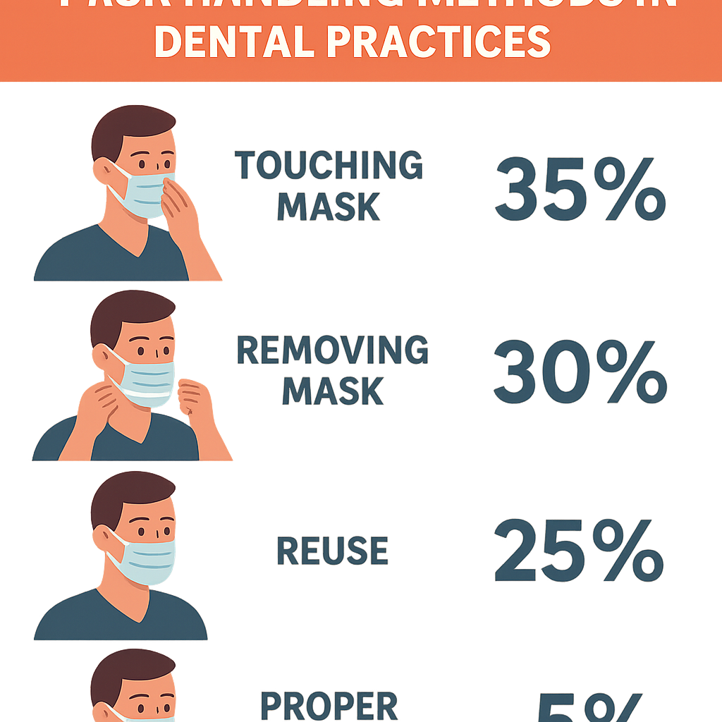 An infographic showing the failure rates of different mask handling methods in dental practices, highlighting